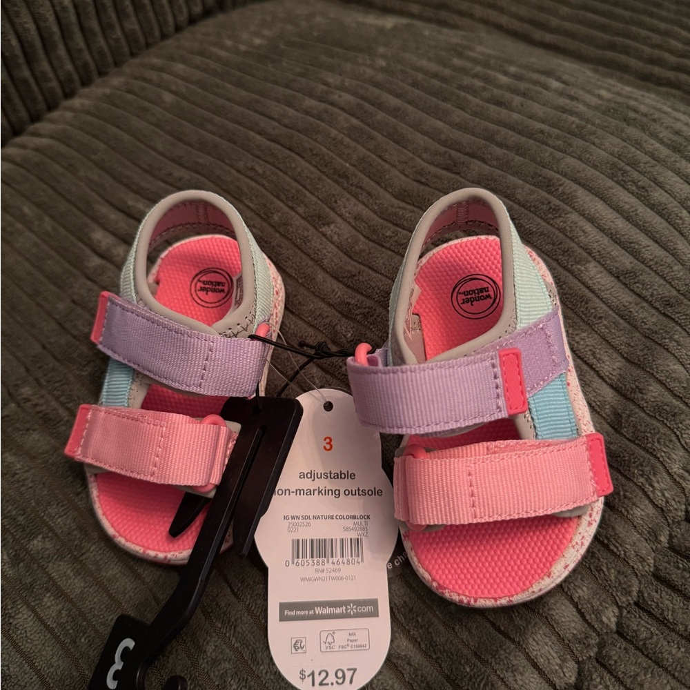 Wonder Nation Pink and Purple Sporty Sandals
